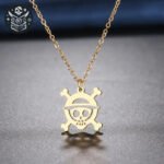 Pendentif Tête de Mort Pirate en Acier Inoxydable 316L - Gold / 45cm