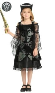 Robe Pirate Fille Noire confortable et originale 1 Robe Pirate Fille Noire confortable et originale - M - Déguisement Pirate Fille