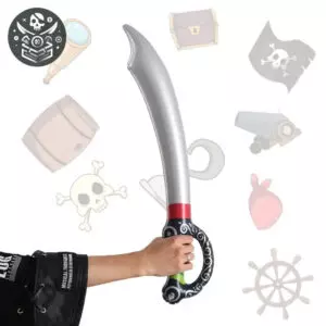 Sabre pirate gonflable avec poignée ornée, parfait pour enfants de 3 ans+