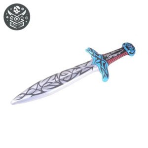 Sabre pirate en plastique, lame ornée et poignée bleutée, pour un look fantastique