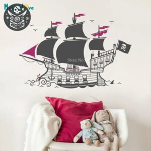 Stickers vinyle pour chambre d’enfant - Noir et Rose / 86x57cm
