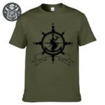 T-shirt olive vert avec boussole nautique et ancre noire, modèle ’T-shirt 3D HD Confortable et Souple’