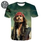 T-shirt Pirates des Caraïbes Jack Sparrow Black Pearl affichant un pirate emblématique