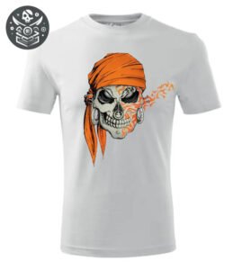 T-shirt pirate avec crâne et bandana orange - T-shirt Pirate Bandana de Qualité