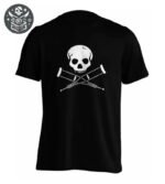 T-shirt pirate crâne noir avec motif crâne blanc et béquilles croisées - T-shirt Pirate Crâne de Qualité