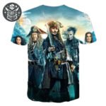 T-shirt pirate avec affiche du film Pirates des Caraïbes et personnages principaux de qualité