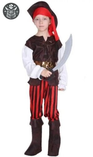 T-shirt Pirate Rouge Enfant Caraïbes — Trésor Pirate