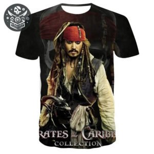 Tee shirt Jack Sparrow des Pirates des Caraïbes, impression 3D HD confortable et durable