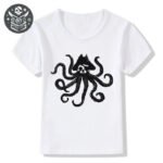 Tee shirt pirate de qualité supérieure avec poulpe blanc portant un chapeau de pirate