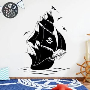 Sticker Bateau Pirate Vinyle Mural — Trésor Pirate