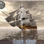 Tapisserie Pirate Navire Trois Mâts